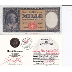 1000 LIRE ITALIA ORNATA DI PERLE 15.9.1959 SERIE SOSTITUTIVA  qSPL